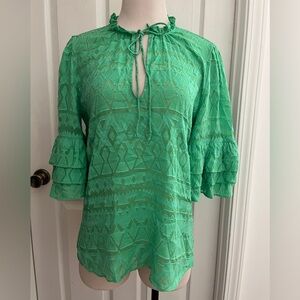 Alice + Olivia Green Patterned Top